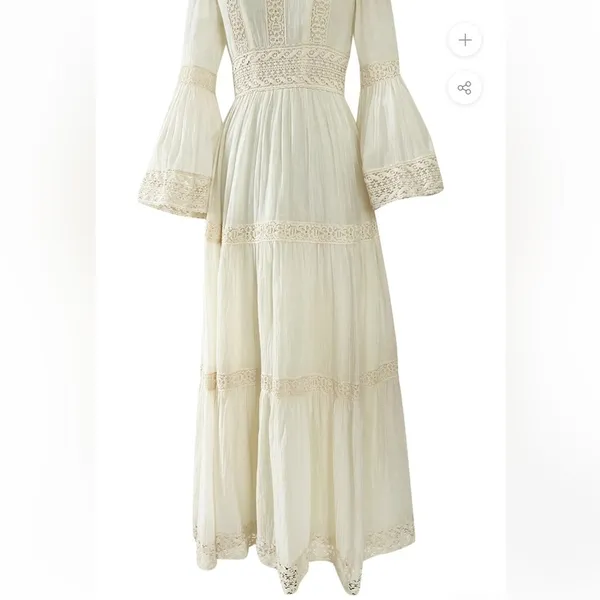 Victor Costa Mexican Wedding Dress Ivory Cotton Gauze & Lace Dress 1970 Size 0 - Image 14