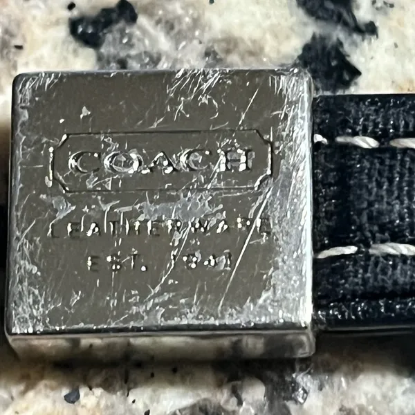 Vintage Coach phone charm/ band Sleek Black & Sliver - Image 3