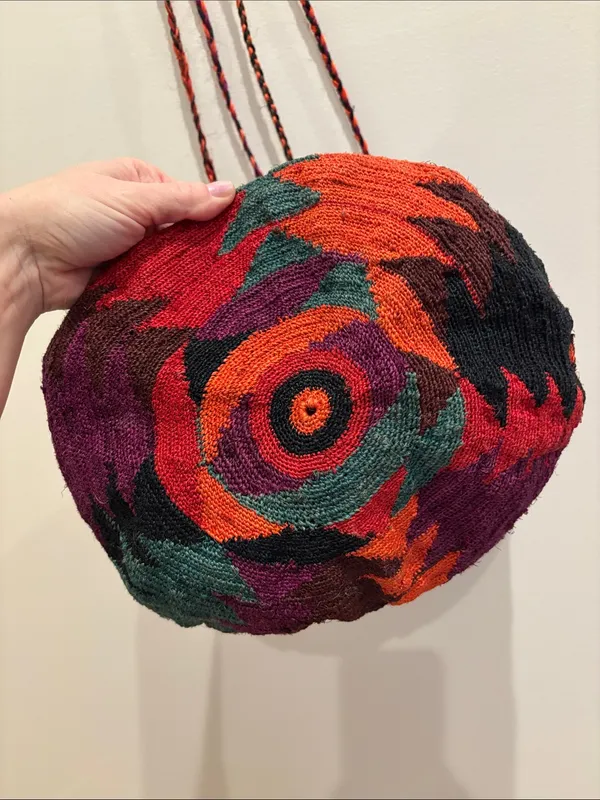 Free People Handwoven Bag Moroccan Kilim Colorful Basket Purse - Image 3