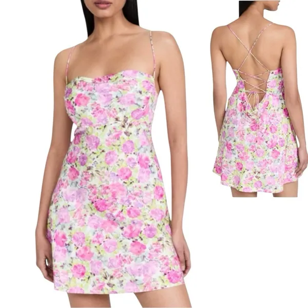 For Love and Lemons Paulina Pink Floral Mini Dress Size Small NWT - Image 9