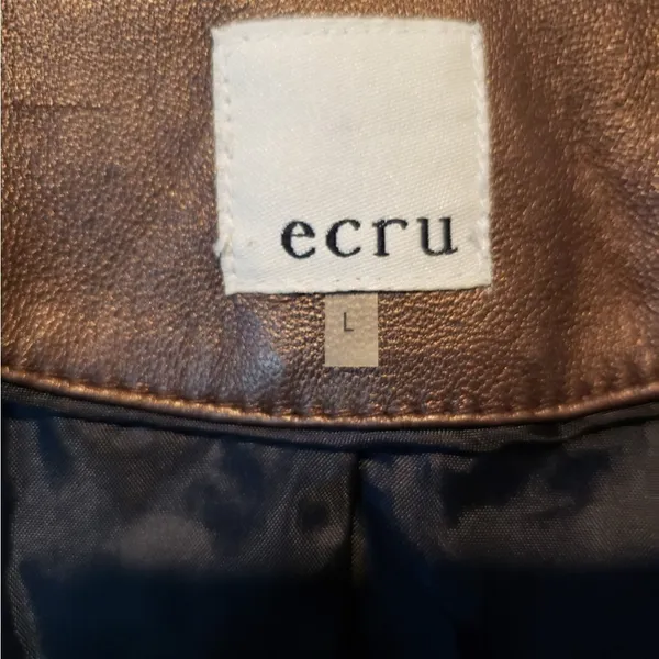 Ecru Dark Brown Leather Women's Jacket - Image 2