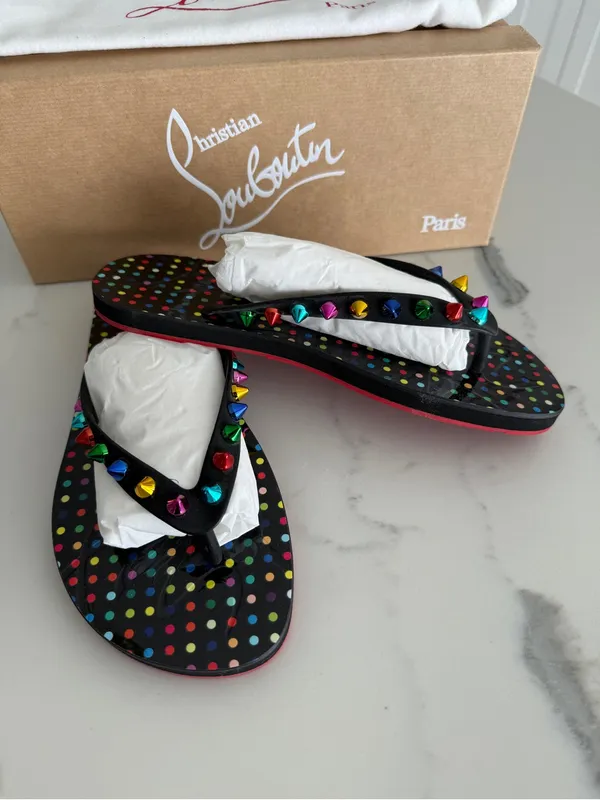 Christian Louboutin Loubi Flip Spikes Thong Sandals - Image 3