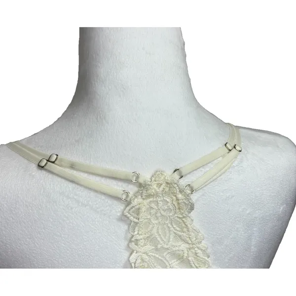 Aerie Bralette Cream Floral Lace Racerback Boho Intimates‎ Romantic Loungewear M - Image 3