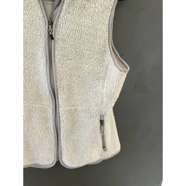 Woolrich Womens Ecru Heather Sherpa Fleece Full Zip Vest‎ Small 18555 Cream - Image 4