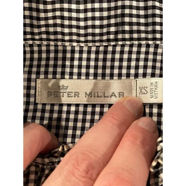 Peter Millar Black And White Gingham Long Sleeve Button Down Ruffle Trim Top XS‎ - Image 9