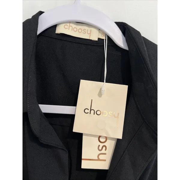 NWT Choosy Sleeveless Black Mini Dress Size 0 Deep VNeck Tie Waist Crosby Street - Image 2