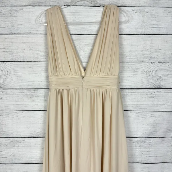 Lulus Heavenly Hues Cream Maxi Chiffon Dress Sz Medium Wedding‎ Bridesmaid Gala - Image 8