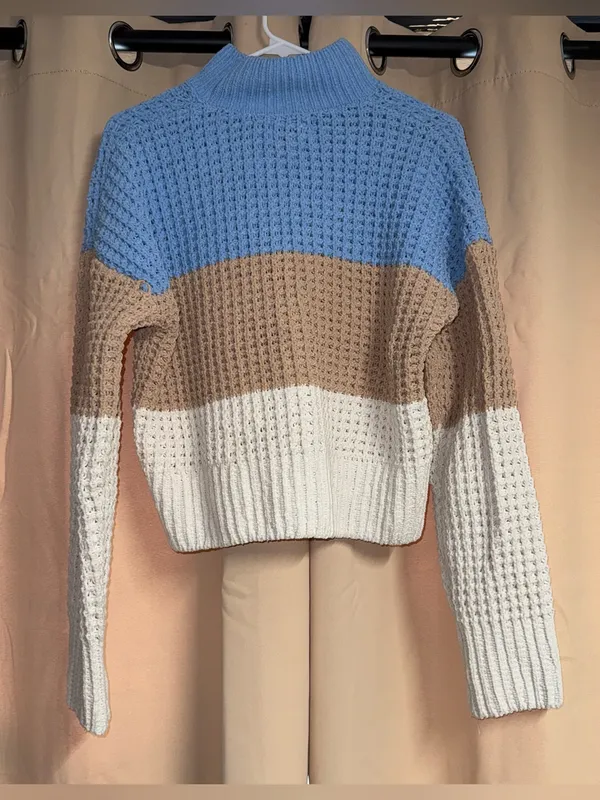 pink rose colorblock sweater - Image 4