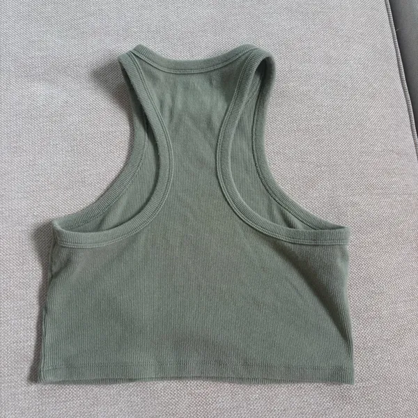 Abercrombie & Fitch Green Ribbed Racerback Crop Tank Top - Image 3