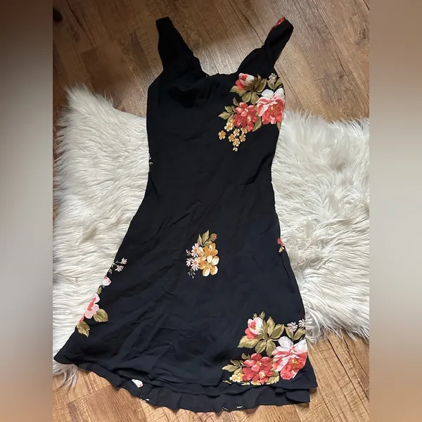 REFORMATION Emmeline Black Floral Mini Dress - Image 3