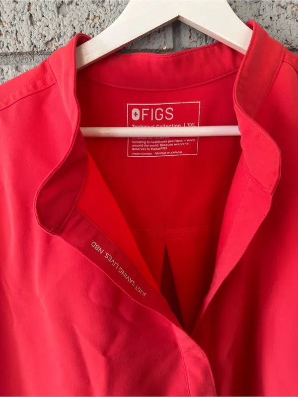 Figs Rafaela Scrub Top Hibiscus PO 7359 Bright Red Nurse Uniform Hospital - Image 5