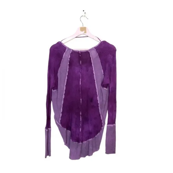 Free People Henley sweater over‎ dyed purple lob sleeve knit top XS - Image 3