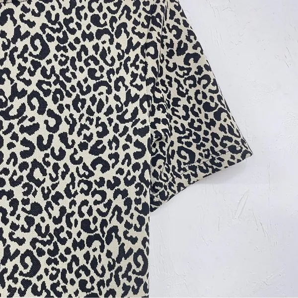 Zara Brown Animal Print Short Sleeve Knee Length Sheath Dress Womens M Leopard - Image 4