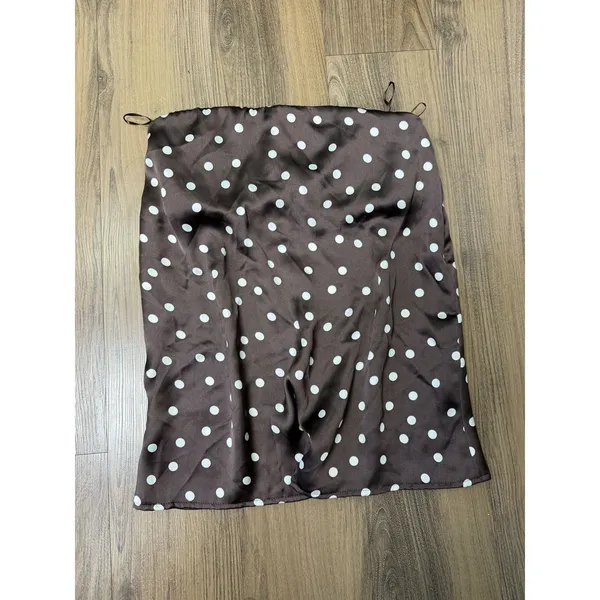 Zara‎ Satin Strapless Brown Polka Dot Pretty Woman Top Silky 90s - Image 2