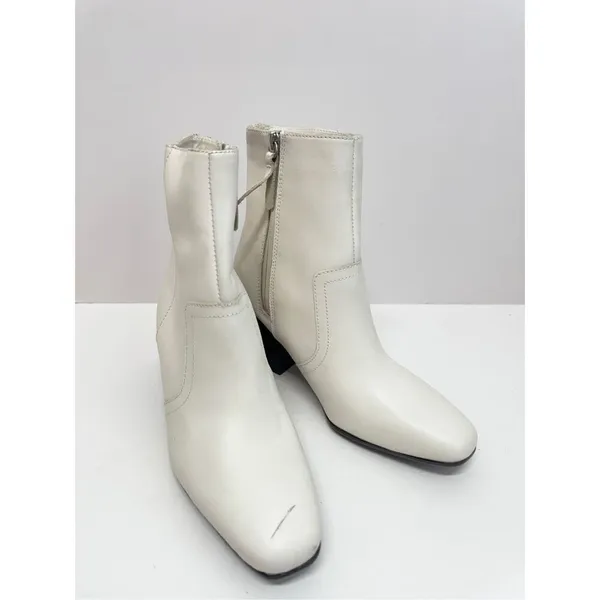 Blondo Boots Salome Ivory‎ Leather Waterproof Block Heel Ankle Booties Size 6.5 - Image 5