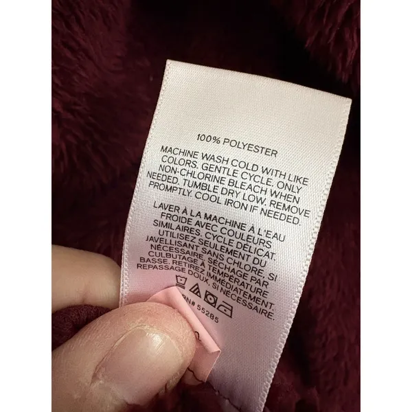 Express‎ One Eleven Fleece Pullover Women Medium Burgundy Excellent Sherpa Zip - Image 5
