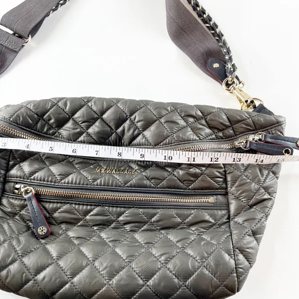 MZ Wallace Small Quilted Leather Crosby Crossbody Sling Bag Gray - Image 4