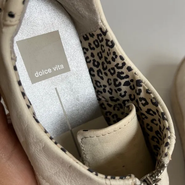 Dolce Vita Sz 6.5 White‎ Leather Platform Espadrille Slip On Shoes Zipper Front - Image 10