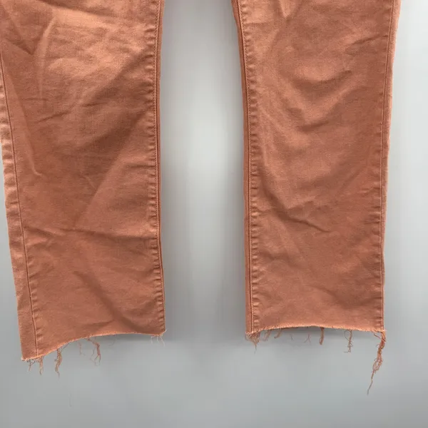 Mother The Insider Ankle‎ Fray Raw Hem Jeans in Chalk It Up Terracotta Sz 28 - Image 4