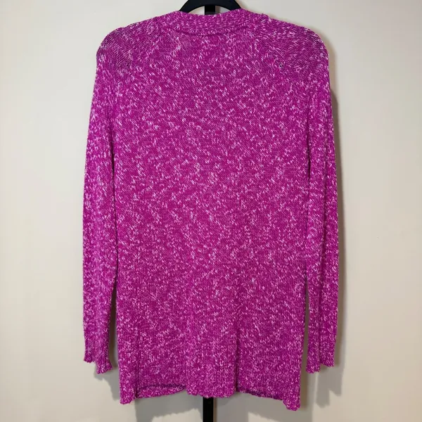 Le Superbe Silk Cashmere Beaded Pocket‎ Cardigan Sweater Fuchsia Space Dye Small - Image 5