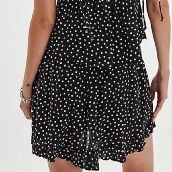 Free People Ellia Printed Mini Skirt in Black Polka Dots XS - Image 2