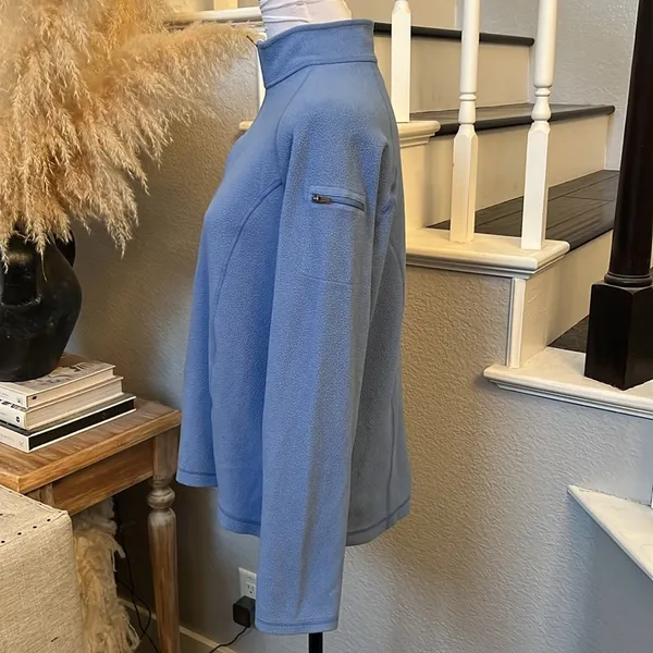 L.L. Bean Blue Fleece Quarter Zip Pullover Womens Large - Image 3