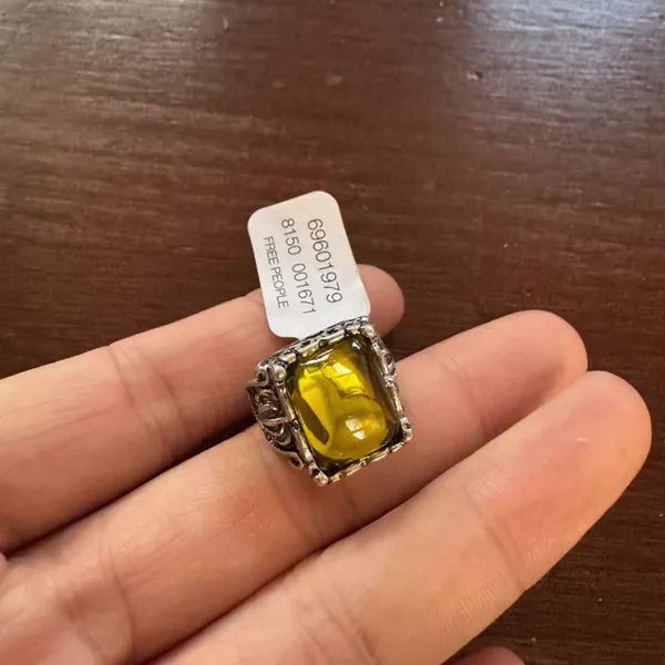 Free people Elegant Silver and Yellow Stone Ring - Image 3