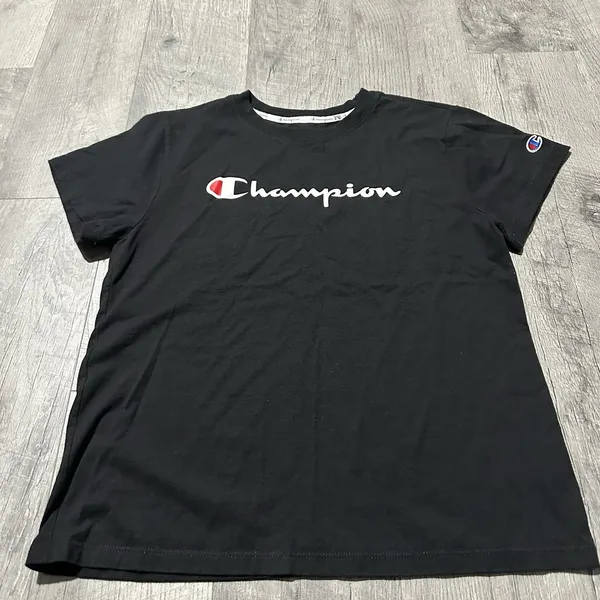 champion black women's tee shirt top medium active round neck athletic - Image 2