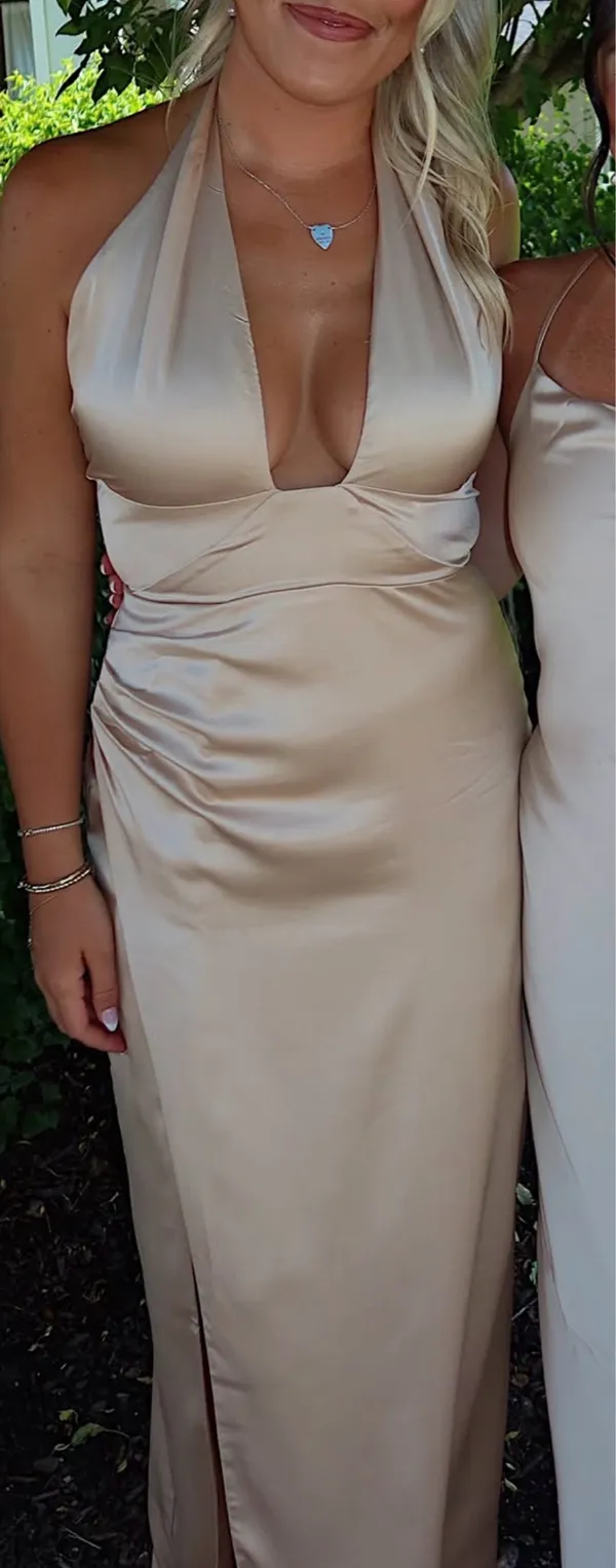 Show Me Your Mumu Dress Champagne Luxe Satin - Image 3