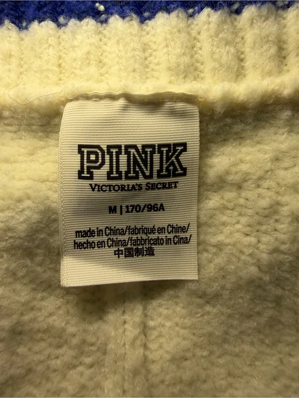 VS PINK Creamer Knit Varsity Cardigan Letterman Academia Cardigan Medium - Image 6