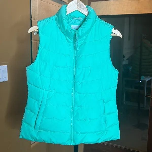 GAP ColdControl Windproof Puffer Vest Mint Green Medium Lightweight Quilted - Image 8