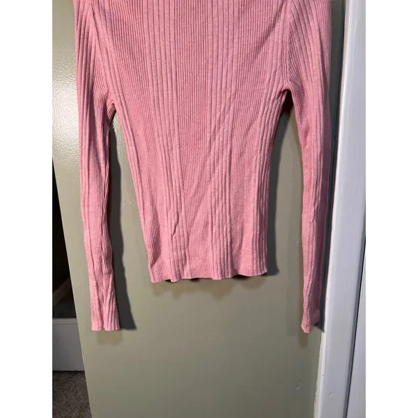 Gap Womens Size Small Ribbed Polo T-Shirt Henley Pink Heather Long Sleeve Ribbed - Image 11