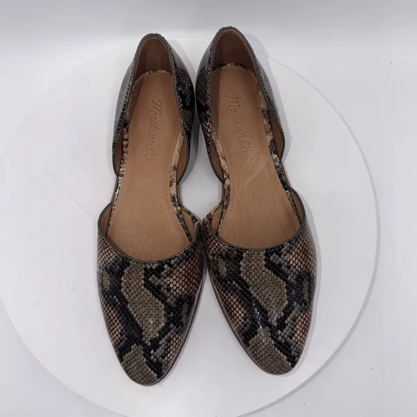 Madewell The Marisa D'Orsay Flats In Snake Embossed Leather Women's Size 7 - Image 6