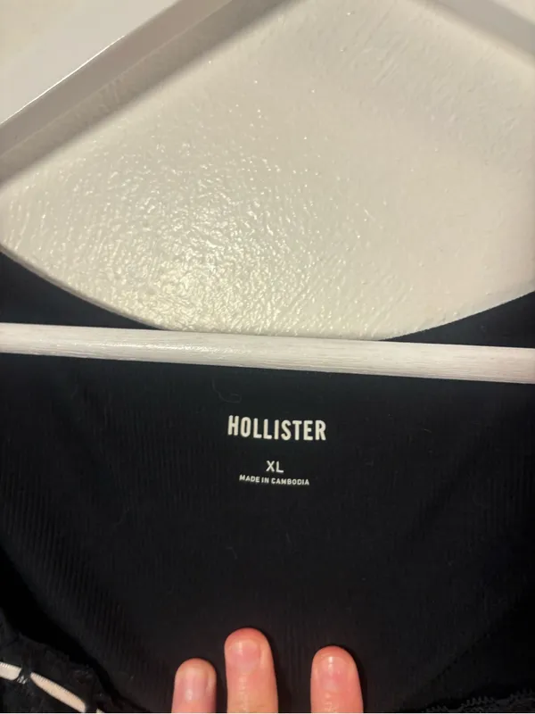 Hollister Black Long Sleeve Square Neck Top With White Tie Detail Size XL - Image 3