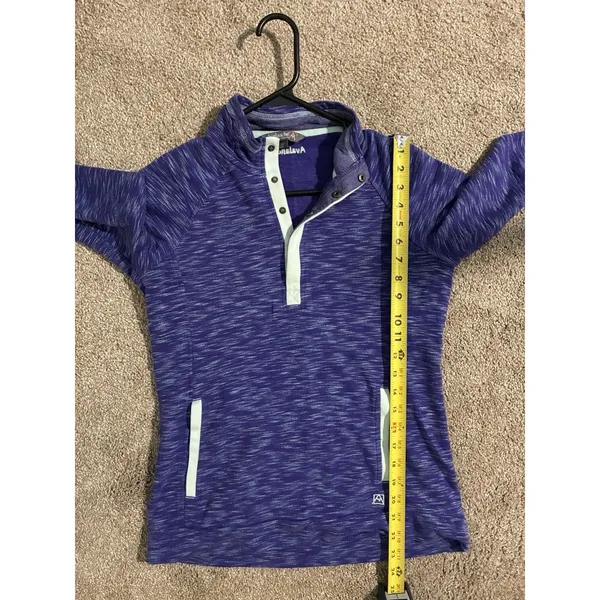 Avalanche‎ Athletic Pullover Top Women's Small Purple White Kangaroo Pocket LOGO - Image 7
