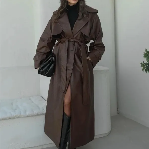 Chocolate Brown Trench Coat - Image 15