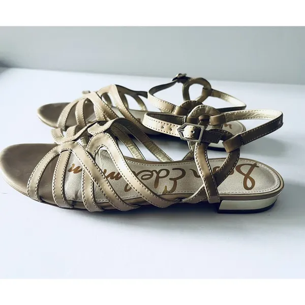 Sam Edelman Daphnie Strappy Patent Leather Tan Brown Sandals Shoes‎ Womens 9.5 - Image 4