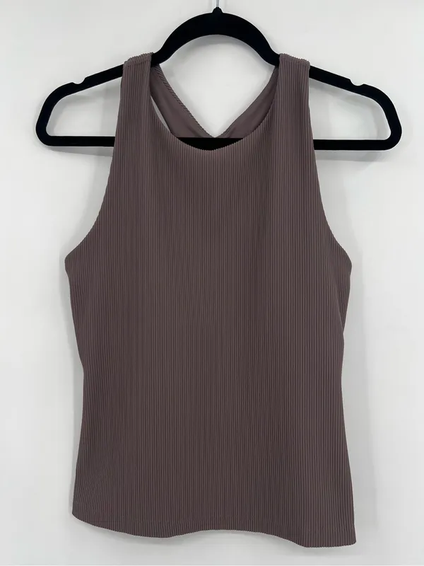 Beyond Yoga Refocus Ribbed Classic Tank Top High-Neck Racerback Woodland Medium - Image 3