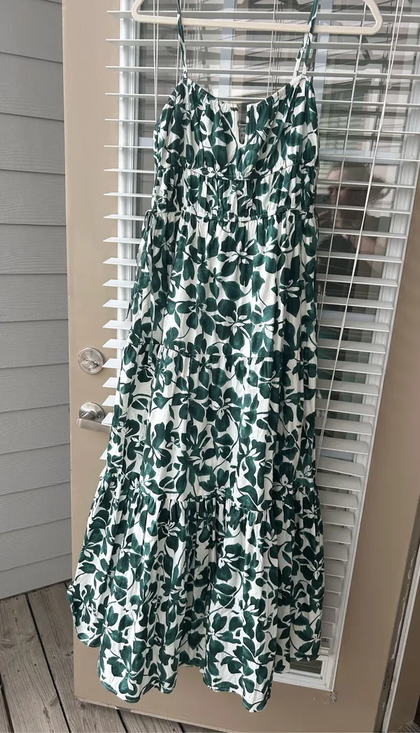 Moon River Green and white maxi dress floral - Image 2