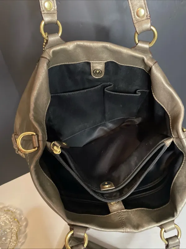 Coach Ashley Satchel Style F15513 Metallic Bronze Leather Carryall Shoulder Bag - Image 3