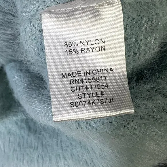 NWT Altar'd State Eyelash Knit Fuzzy Cardigan Sweater Baby Blue Cropped Size L - Image 7