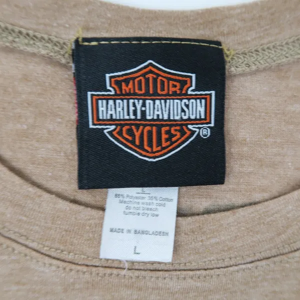 Y2K 2010 Harley Davidson Shirt Tan Size L - Image 7