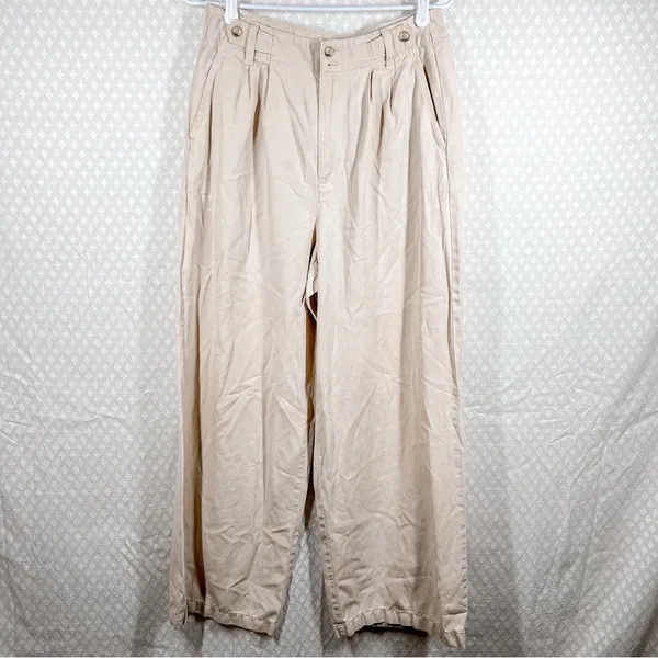 Madewell Sand Khaki Light Academia The Harlow Wide Leg‎ Trouser Pants - Image 2