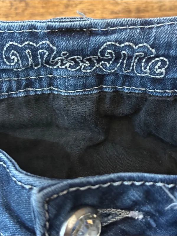 MISS ME Signature Rise 2000s Y2K Embellished Glitzy Sparkly Skinny Jeans 27 - Image 6