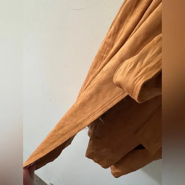 Lulus Brown Brisk Bliss Camel Suede Sleeveless Button‎ Long Trench Coat - Image 11