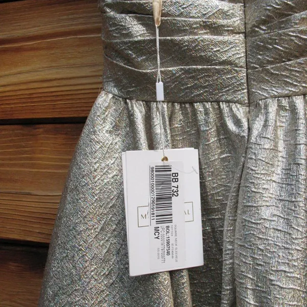MAC DUGGAL Size 6 Gold Square Neck Pleated Sleeveless Midi Cocktail Dress Gown - Image 13