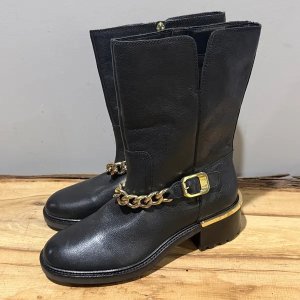 *NEW *‎ VINCE CAMUTO Keshilla gold hardware moto boots LEATHER Size 8.5 B29 - Image 4