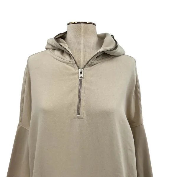 AllSaints Xonda Hoodie Dress Sweatshirt Zip‎ 1/4 Zip Beige Cream Size Small - Image 4