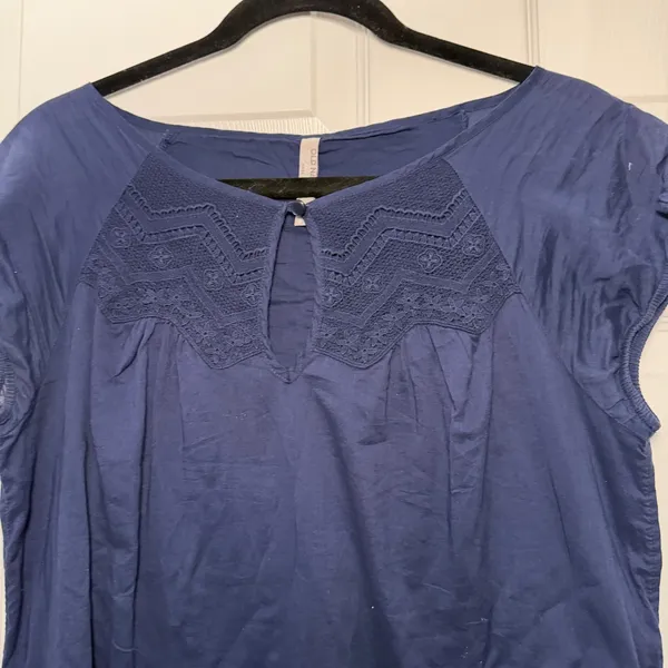 Old Navy Shift Dress Navy Blue Medium Boho Y2K Embroidered Summer‎ Casual - Image 2