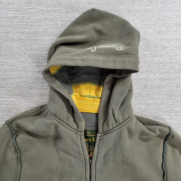 VTG Prvcy CA Full Zip Hoodie Jacket Womens‎ Large Green Yellow Distressed Thick - Image 8